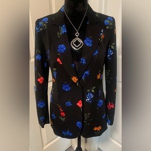 T Tahari Black Floral Blazer